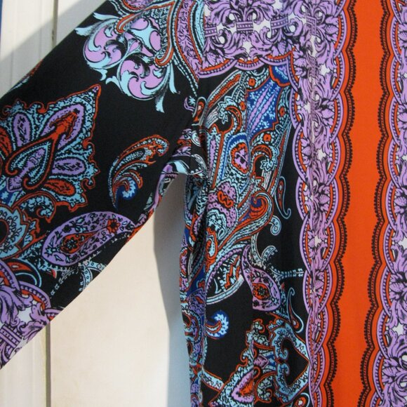 Bob Mackie Tunic XL Bold Colors Red Purple Paisley Oversized - Picture 3 of 4